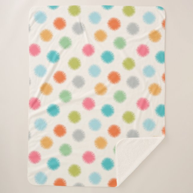 Pastel Pompoms Sherpa Blanket (Front)
