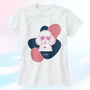 Pastel Poodle Mum Custom Name T‑Shirt T-Shirt