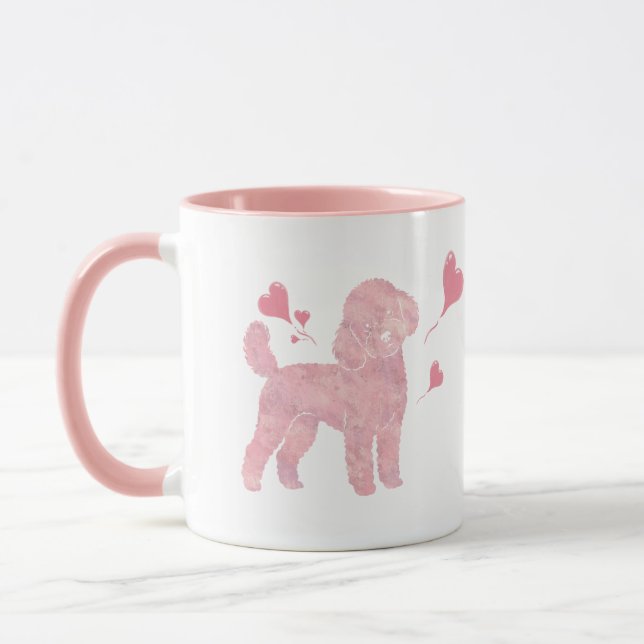 Pastel Poodle Valentine Gift Mug with Custom Name (Left)