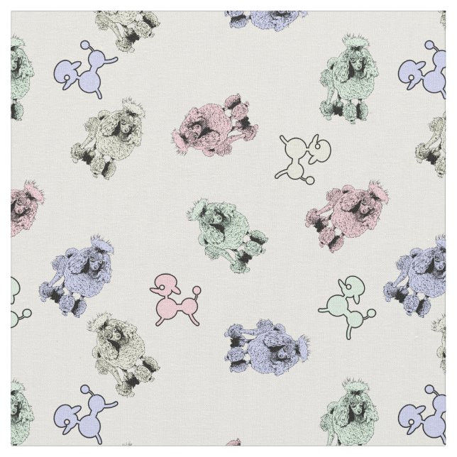 Pastel Poodles Fabric (Close Up)