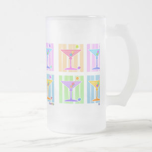 PASTEL POP ART MARTINIS FROSTED GLASS BEER MUG