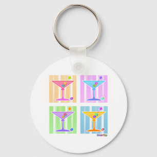 PASTEL POP ART MARTINIS KEY RING