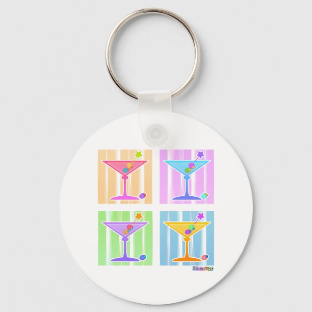 PASTEL POP ART MARTINIS KEY RING (Front)