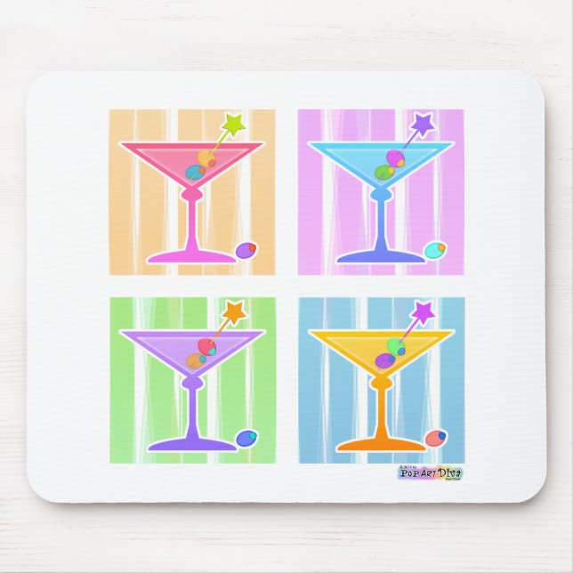 PASTEL POP ART MARTINIS MOUSE MAT (Front)