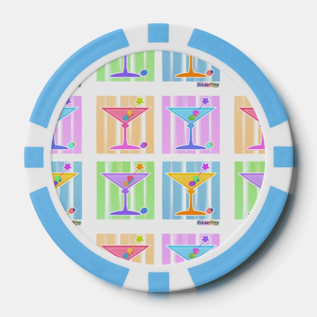 PASTEL POP ART MARTINIS POKER CHIPS (Front)