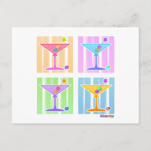 PASTEL POP ART MARTINIS POSTCARD