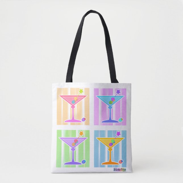 PASTEL POP ART MARTINIS TOTE BAG (Front)