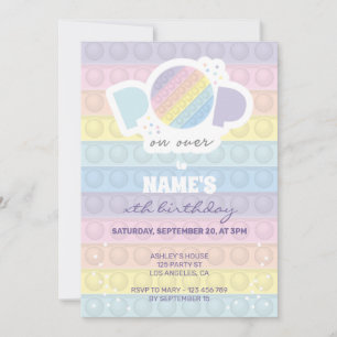 Pastel Pop it Birthday Party Invitation