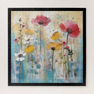 Pastel Poppies Impasto Oil Painting Jigsaw Puzzle