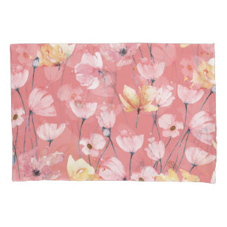 Pastel Poppies: Watercolor Floral Seamless. Pillowcase