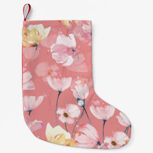 Pastel Poppies: Watercolor Floral Seamless. Small Christmas Stocking