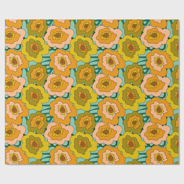 Pastel Poppies Wrapping Paper (Flat)