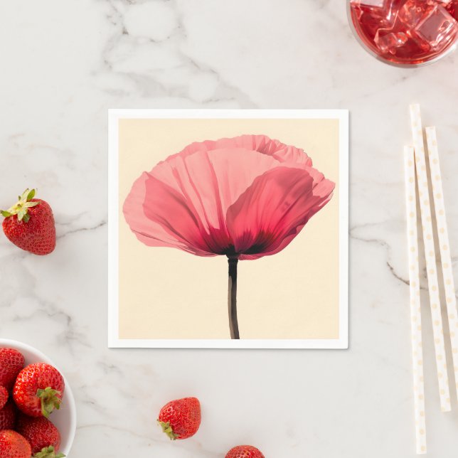 Pastel Poppy Bloom Minimalism Napkin (Insitu)