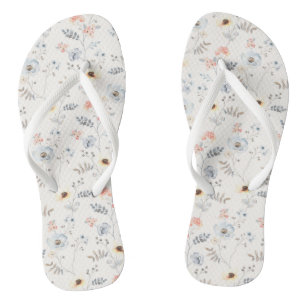 Pastel Poppy Floral Garden Pattern Flip Flops