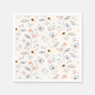Pastel Poppy Floral Garden Pattern Napkin