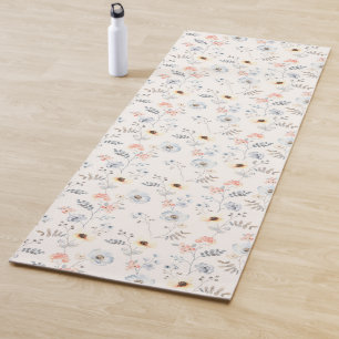 Pastel Poppy Floral Garden Pattern Yoga Mat