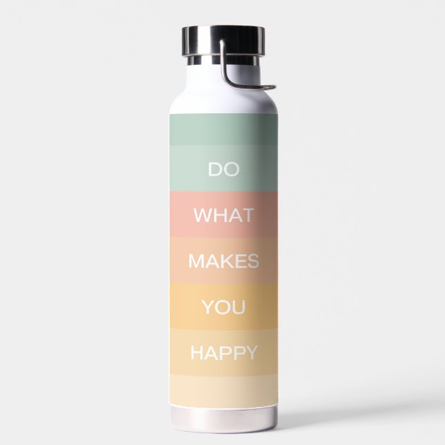 Pastel Positive Quote Do What Makes You Happy Water Bottle (Left)