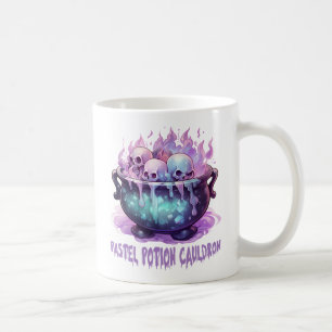 Pastel Potion Cauldron with Purple Skull Coffee Mug