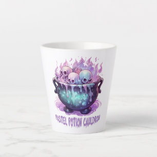 Pastel Potion Cauldron with Purple Skull Latte Mug