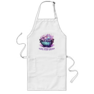 Pastel Potion Cauldron with Purple Skull Long Apron