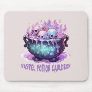 Pastel Potion Cauldron with Purple Skull Mouse Mat