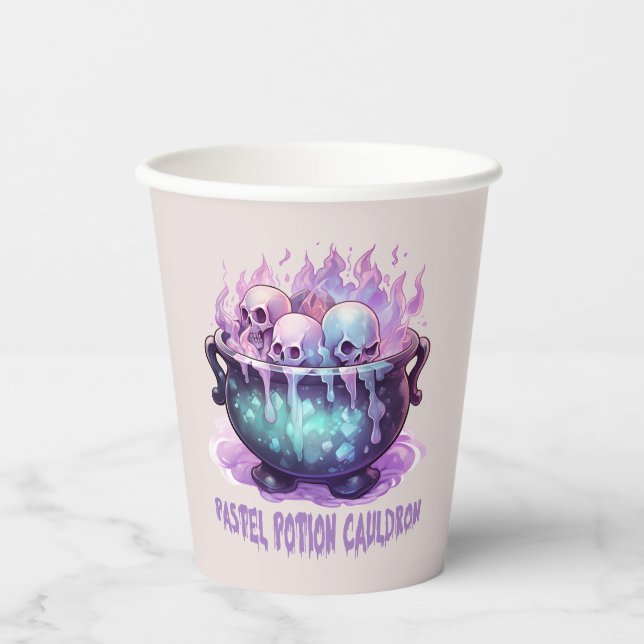 Pastel Potion Cauldron with Purple Skull Paper Cups (Front)