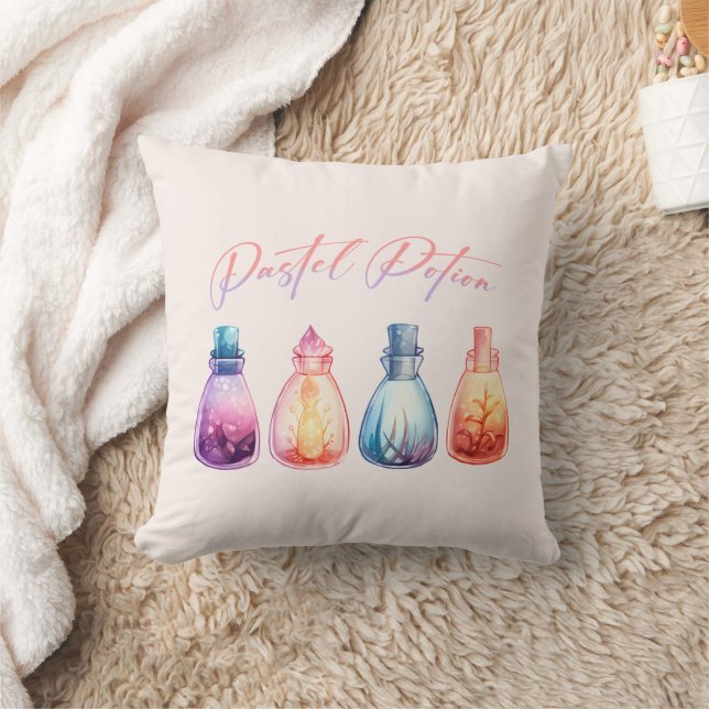 Pastel Potion – Cute and Elegant Witch Potion Cushion (Blanket)