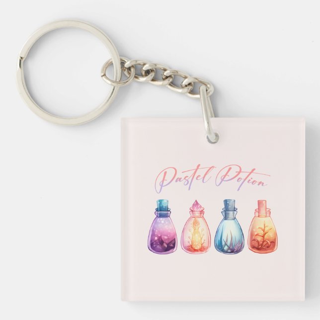 Pastel Potion – Cute and Elegant Witch Potion Key Ring (Front)