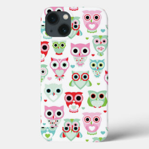 pastel powder color owl background iPhone 13 case