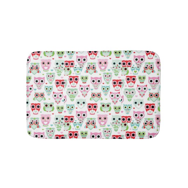pastel powder colour owl background bath mat (Front)