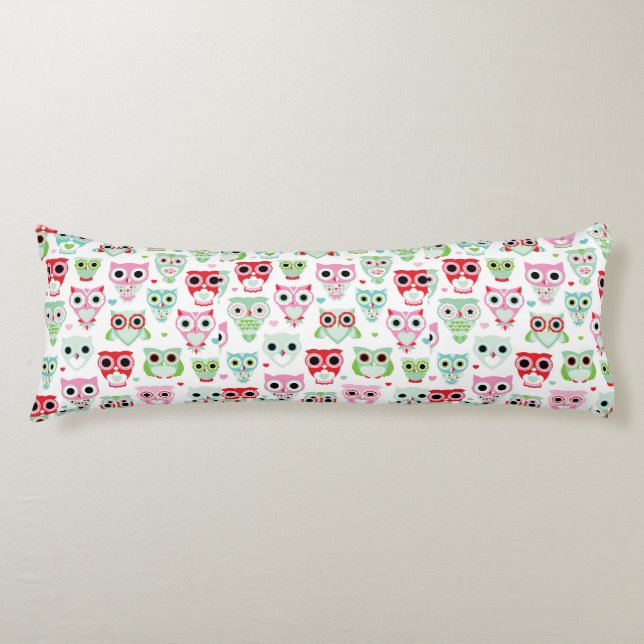 pastel powder colour owl background body cushion (Front)