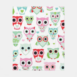 pastel powder colour owl background fleece blanket