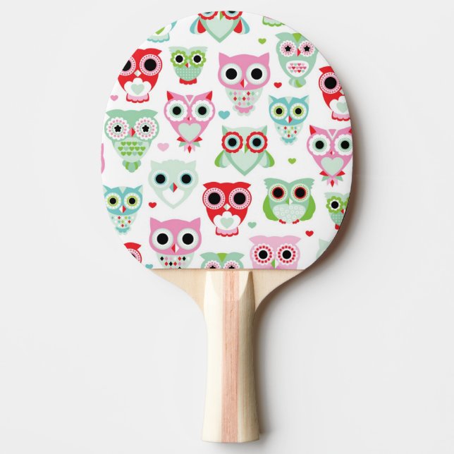 pastel powder colour owl background ping pong paddle (Front)