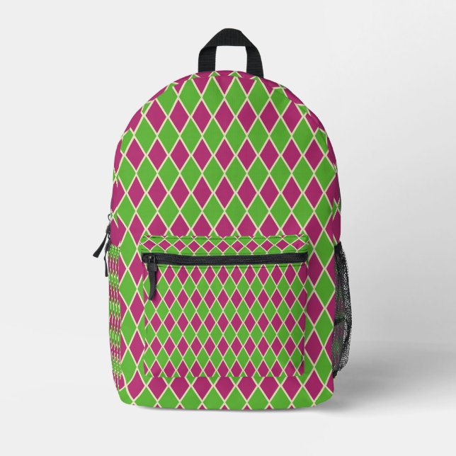 Pastel Preppy Golf Argyle Pattern Printed Backpack (Front)