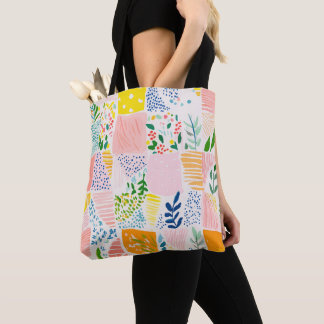 Pastel Preppy Patchwork Tote Bag