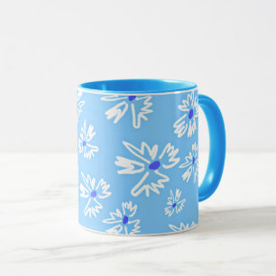 Pastel Pretty Blue and White Flowers Mug
