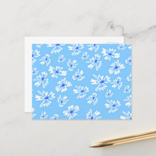 Pastel Pretty Blue and White Flowers Postcard