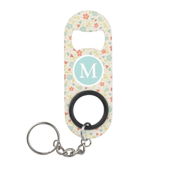 Pastel Pretty Spring Floral Pattern Monogram (Front)