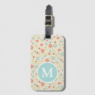 Pastel Pretty Spring Floral Pattern Monogram Lugga Luggage Tag