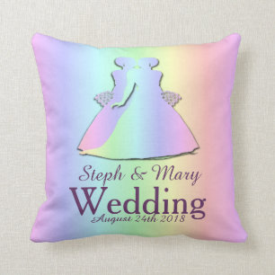 Pastel Pride Brides Pillow Lesbian Wedding Gift