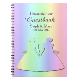 Pastel Pride Rainbow Guestbook for a Gay Wedding Notebook