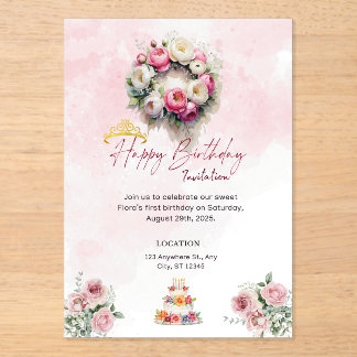 Pastel Princess 15 Quinceañera Birthday Invitation