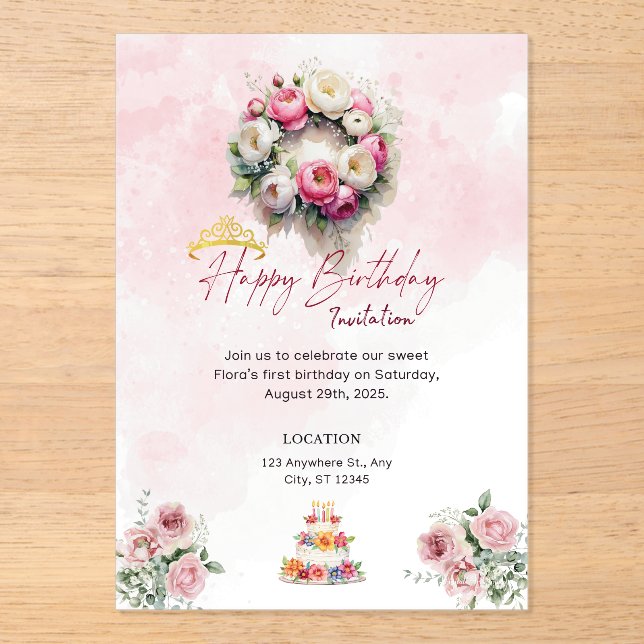 Pastel Princess 15 Quinceañera Birthday Invitation (Front)