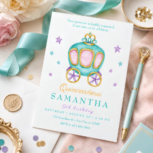 Pastel Princess Carriage Birthday Party for Girls Invitation