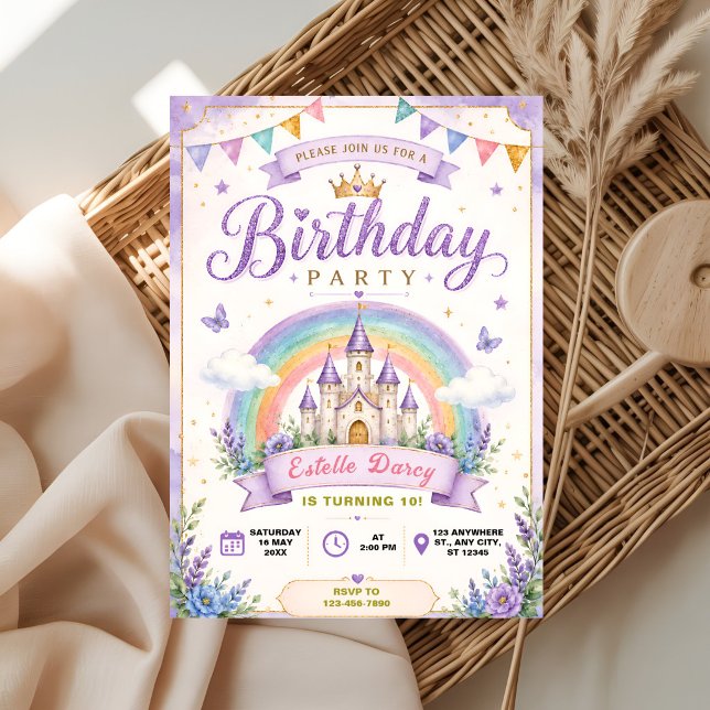 Pastel Princess Castle Birthday Invitation (Creator Uploaded)