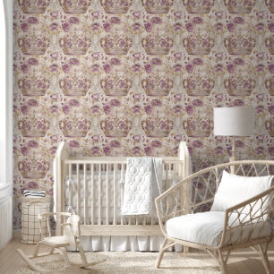 Pastel Princess Crowns Damask Pearls Wallpaper