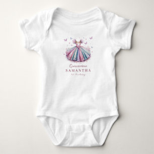 Pastel princess dress for a 1st birthday baby bodysuit