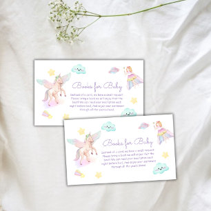 Pastel Princess Unicorn Books For Baby Shower Enclosure Card