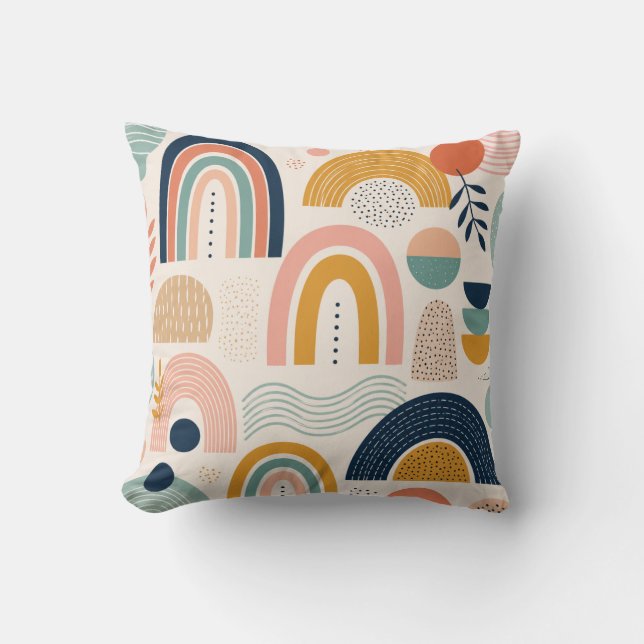 Pastel Prism Arc Abstract Surface Pattern Cushion (Front)