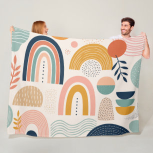 Pastel Prism Arc Abstract Surface Pattern Fleece Blanket